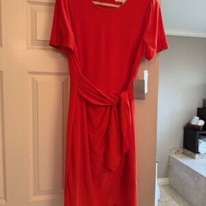 Bright Orange Tie Front Dress